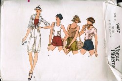 9487 VOGUE SHORT SHORTS, CUFF BERMUDAS LENGTHS PATTERN  28", 25, 24''WAIST choice
